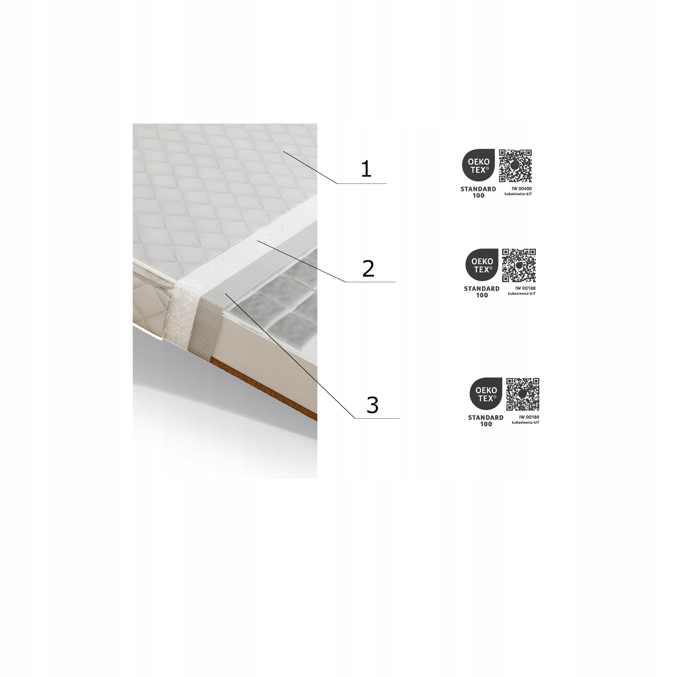 Mattress 60x120 Buckwheat Coconut For Bed 10 cm Foam Anti-allergic Manufacturer code GK 120X60