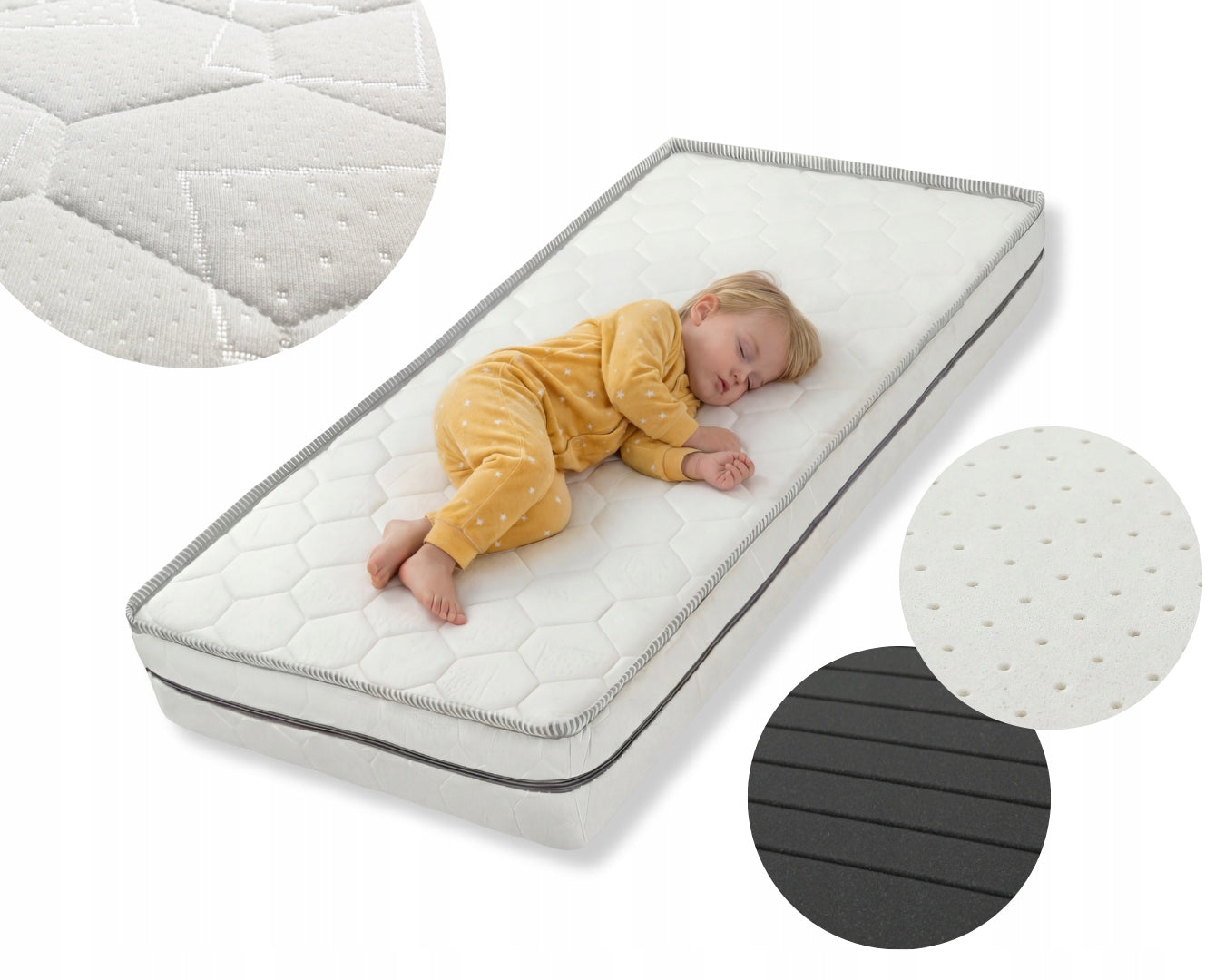 Mattress 90x200 for children foam H3 H2 HARD MEDIUM LATEX HR BREATHABLE
