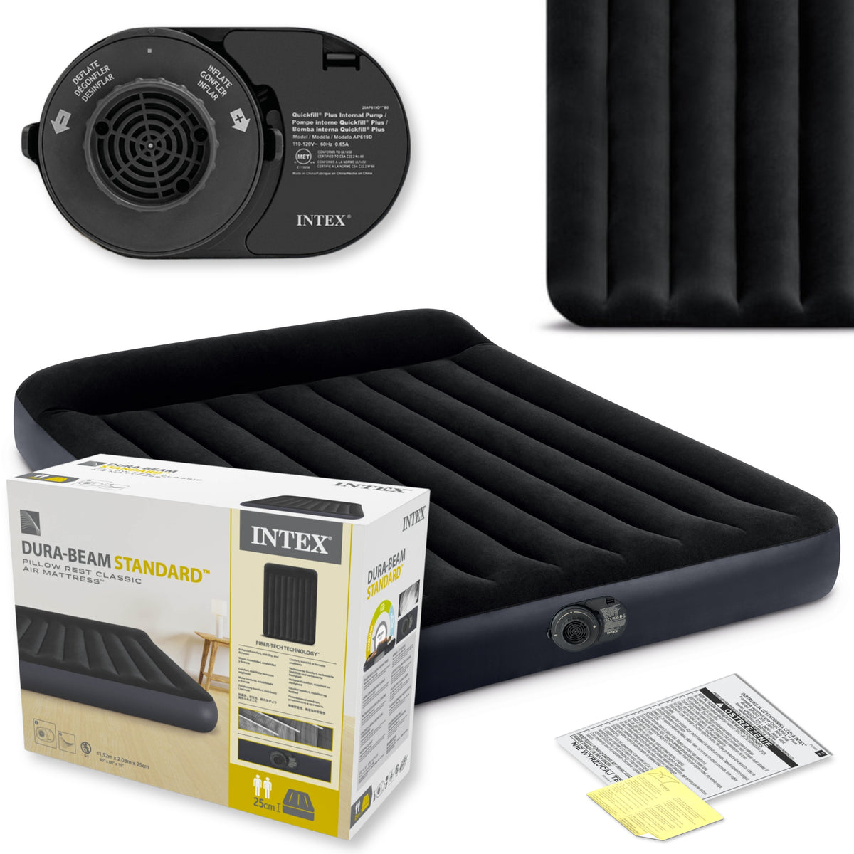 Mattress Inflatable Double Bed INTEX with Pump 230V Velour