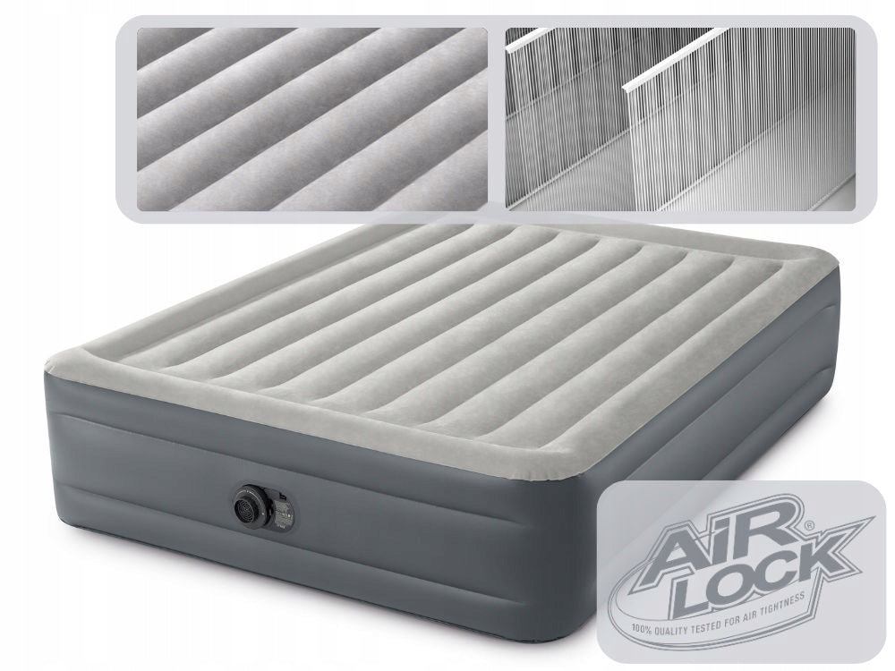 Mattress Inflatable Double Velour Bed with Pump 230V Intex for Sleeping Manufacturer code 64126