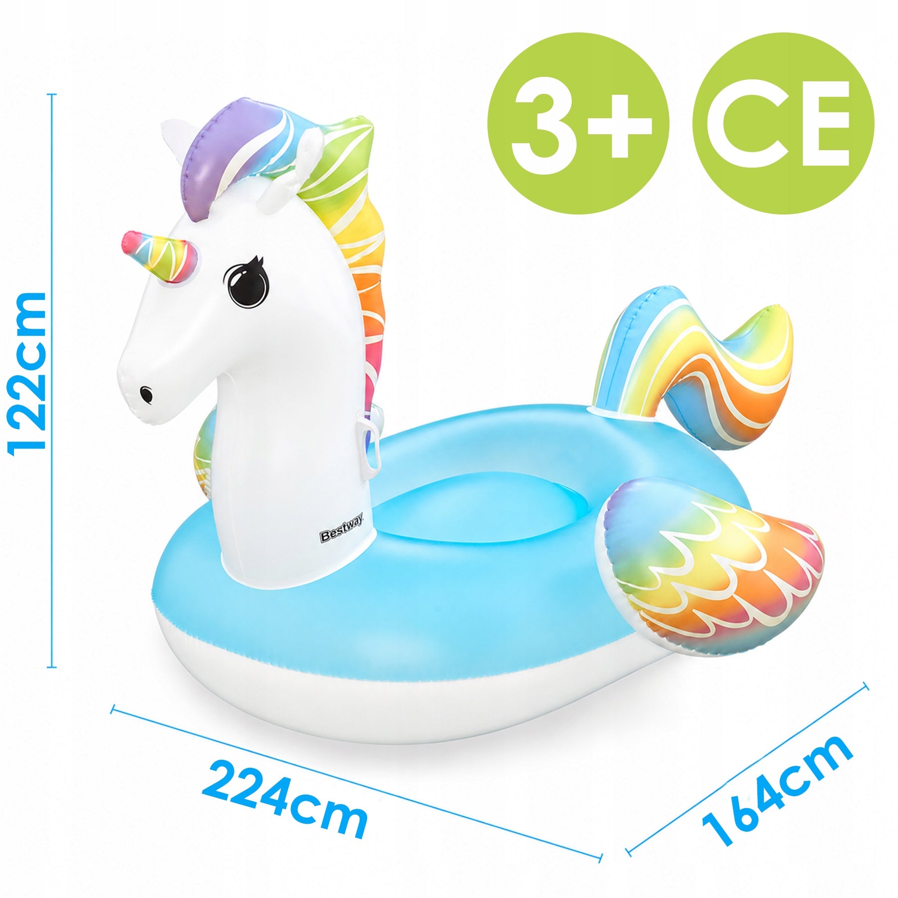 Mattress Inflatable Unicorn GIANT for Swimming Pool Beach Handles 224x164cm Bestway Brand Bestway