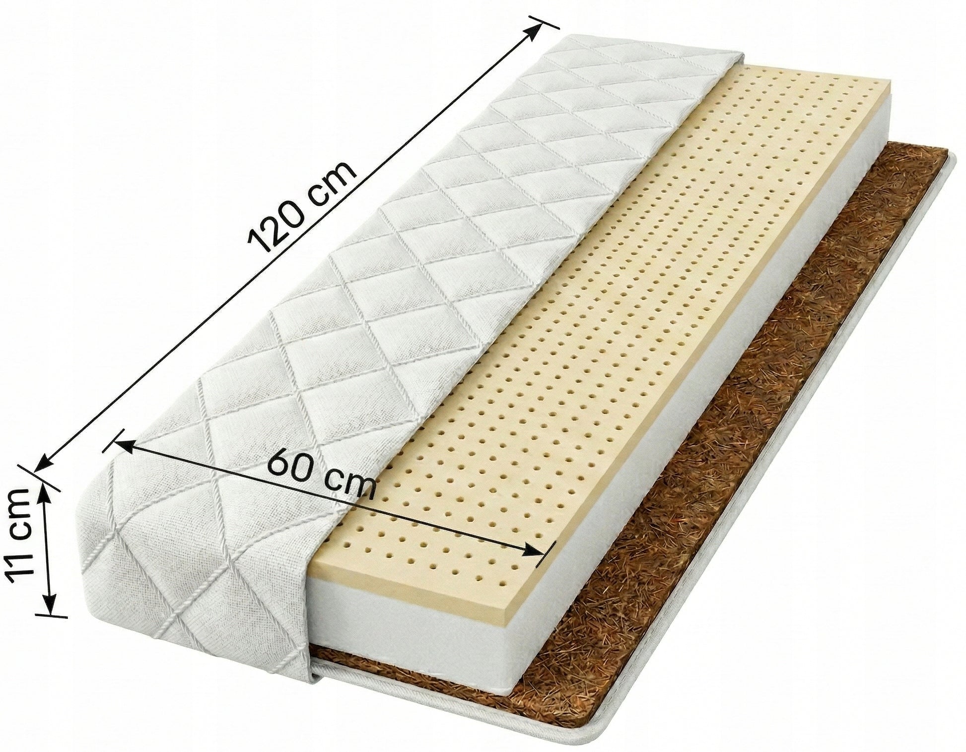Mattress for Bed 120x60 Latex Foam Coconut Removable Cover Packaging status original