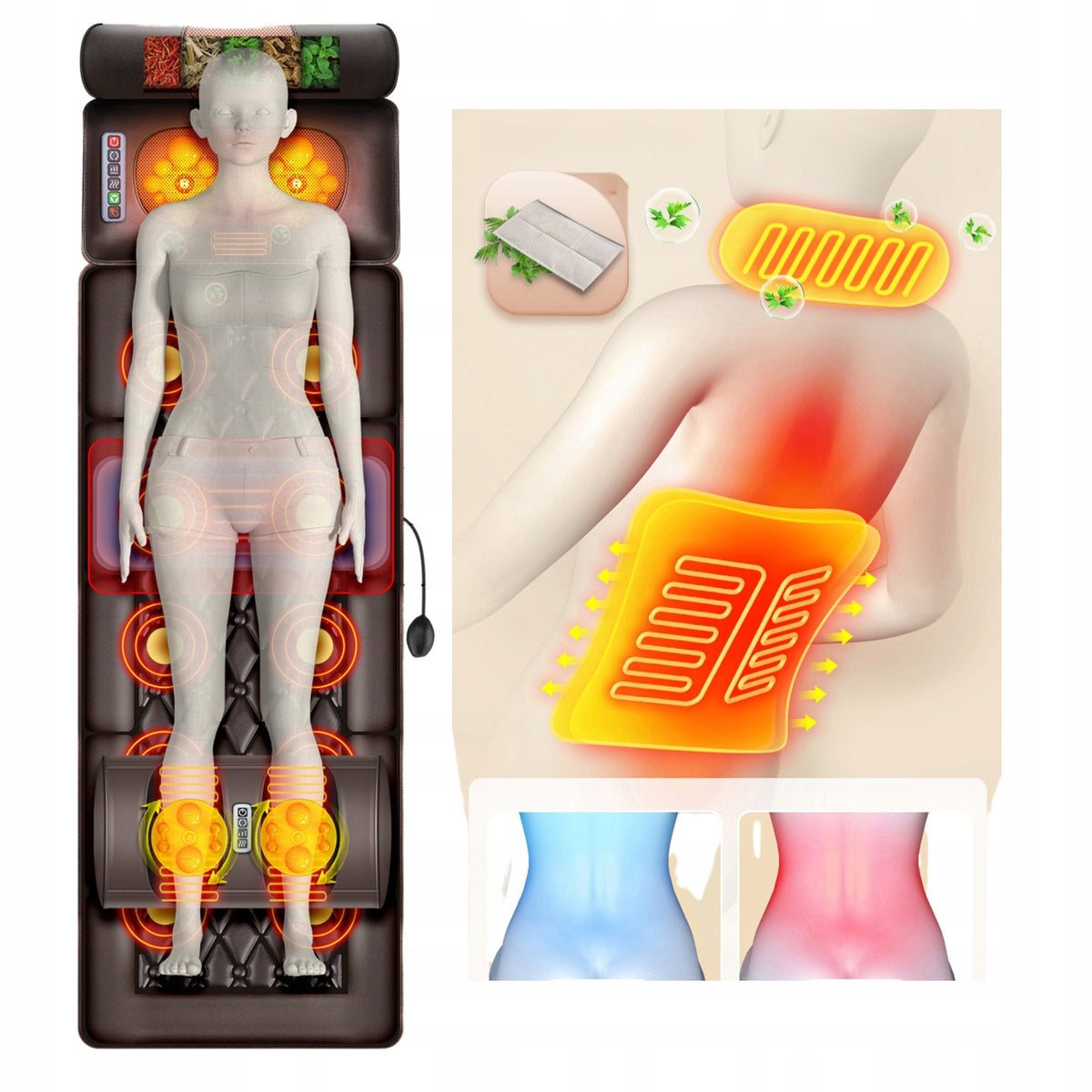 Mattress for spine and calf massage, with heating, length 126 cm Manufacturer code 4896031767120