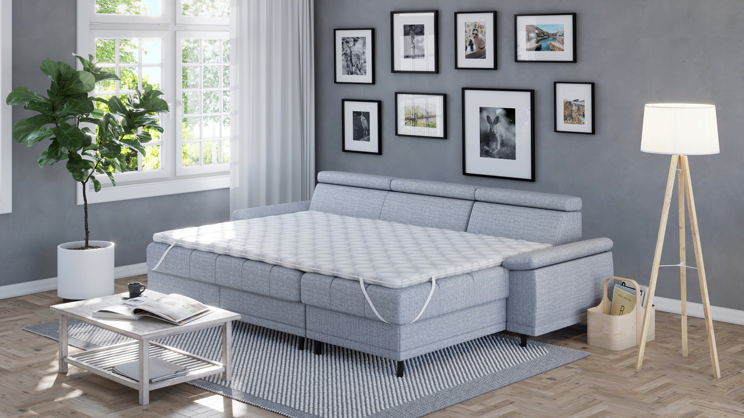 Mattress topper 160x200 LARS 8 cm, H3, profiled foam HR; Mattress length 200 cm
