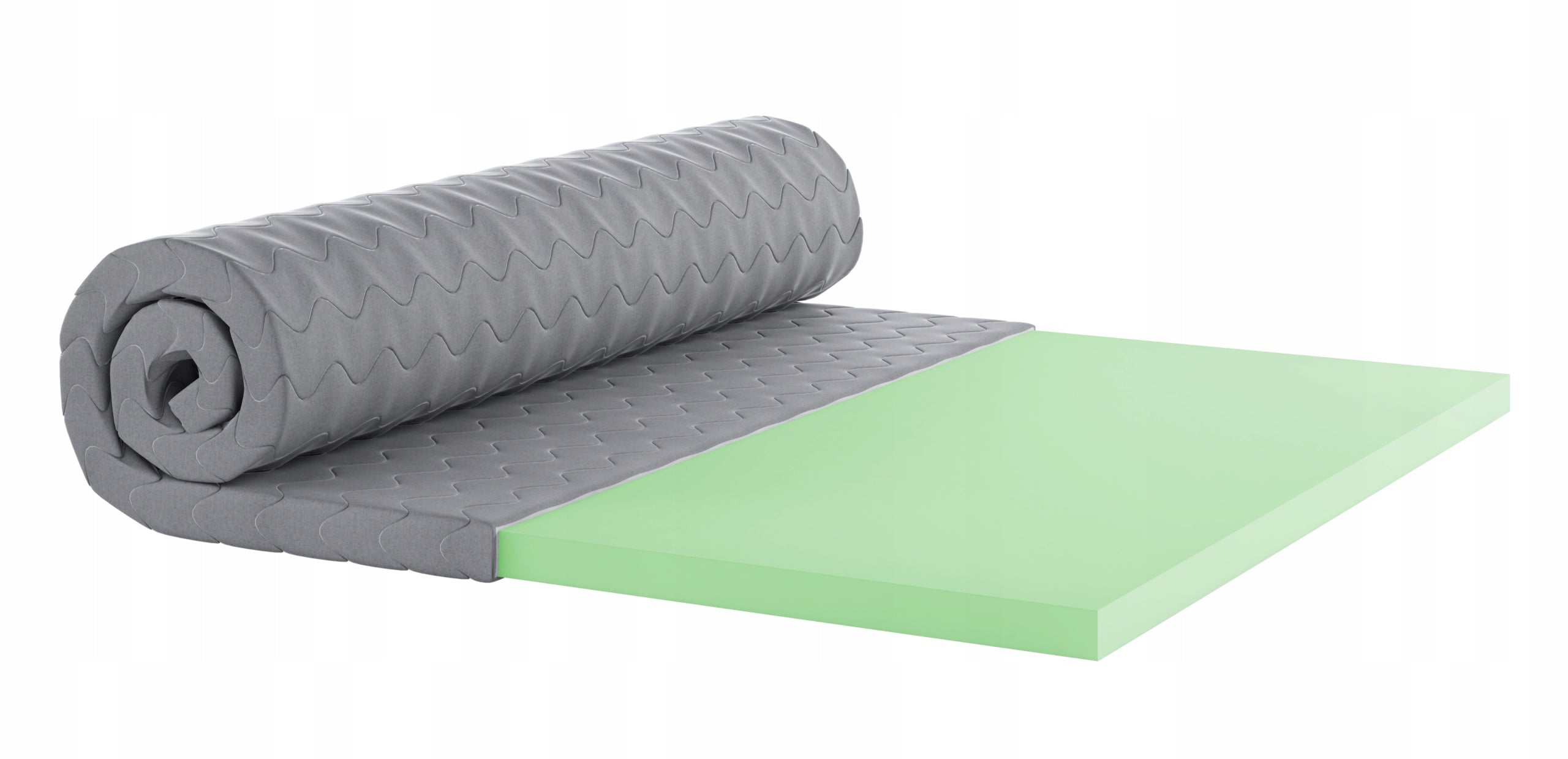 Mattress topper T35 POWER GREEN PUR very hard 140x190 7 cm gray Mattress length 190 cm