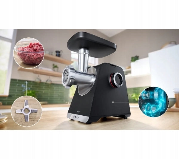 Meat grinder Bosch MultiPower Series 6 MFWS641B 2100W 3 strainers Dominant color black