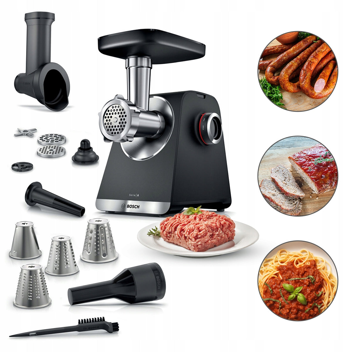Meat grinder Bosch Series 6 MFWS640B 2100W Reverse gear 2 speeds Manufacturer code MFWS640B