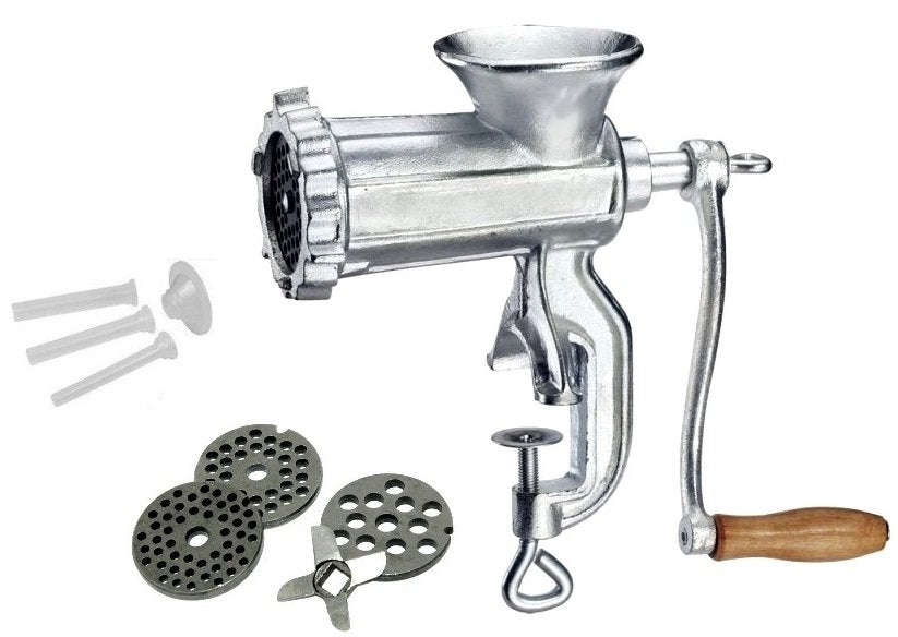 Meat grinder Kinghoff KH-1428 manual cast iron silver 3 strainers Brand Kinghoff