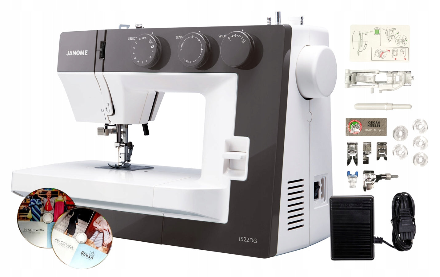 Mechanical sewing machine Janome 1522 DG dark grey + sewing courses