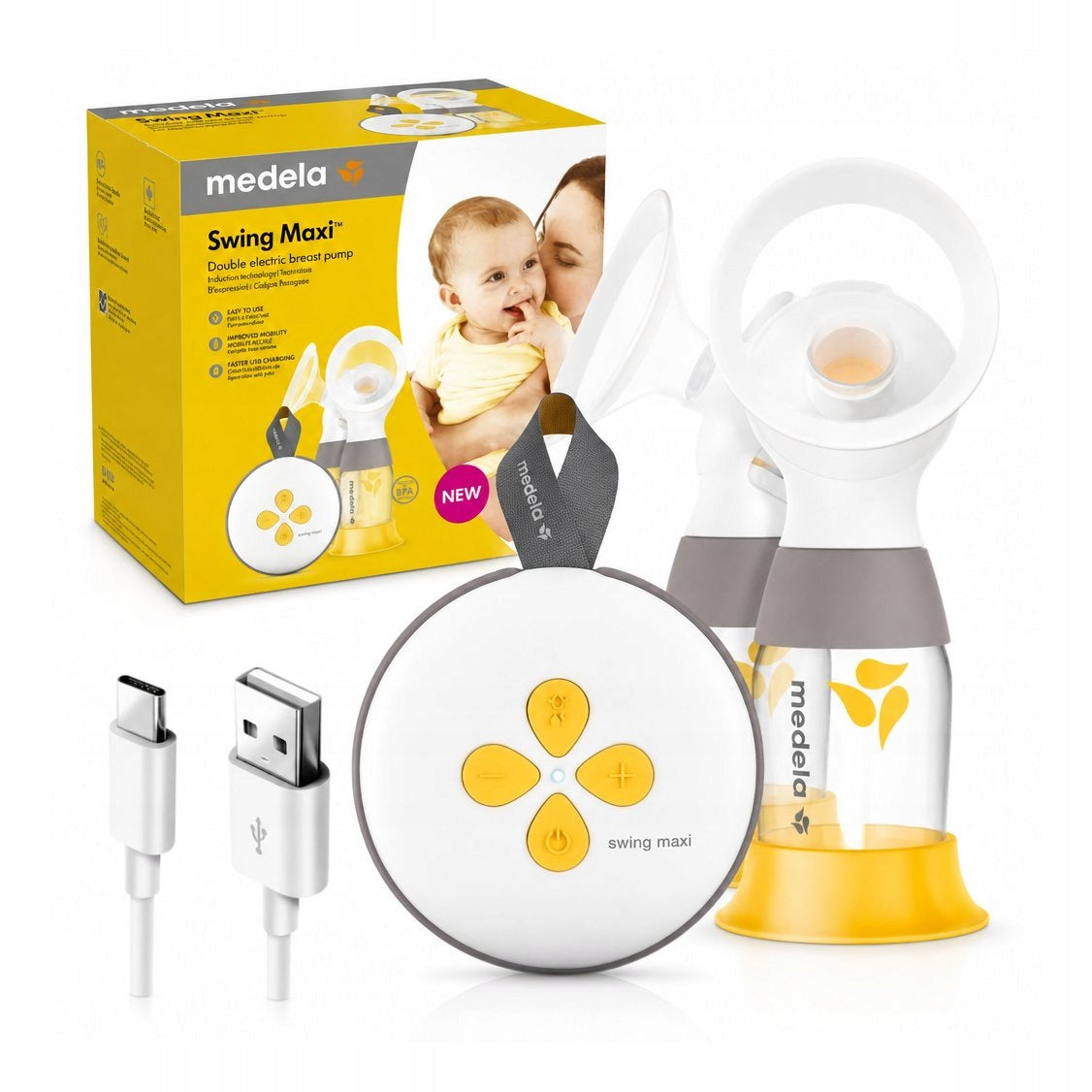 Medela Swing Maxi 2 Phase Electric Breast Pump Double For Milk Funnel