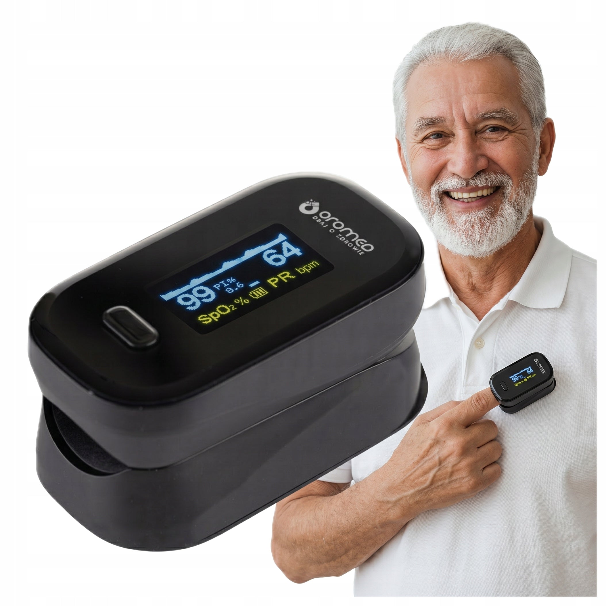 Medical Finger Pulse Oximeter Heart Rate Monitor Oled Oromed Oximeter Black+Lanyard