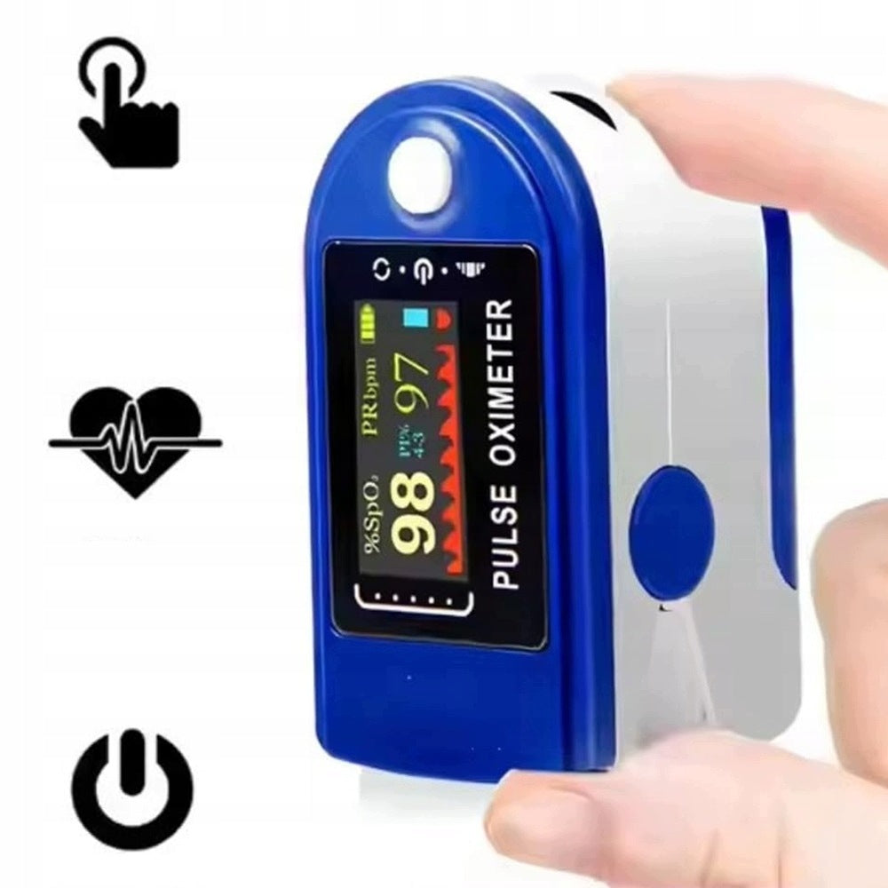 Medical Finger Pulse Oximeter Heart Rate Monitor Oled Oximeter +Lanyard, Blue