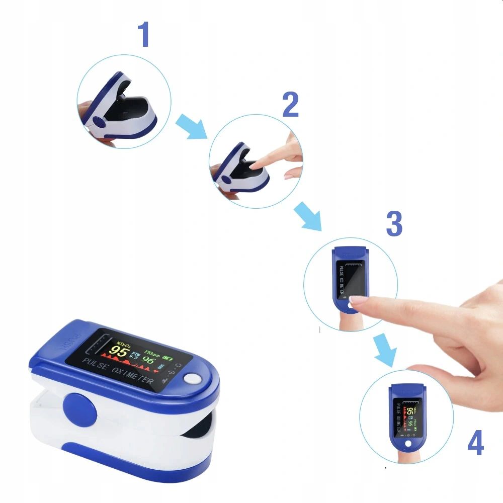Medical pulse oximeter HEART RATE MONITOR + perfusion index Color blue