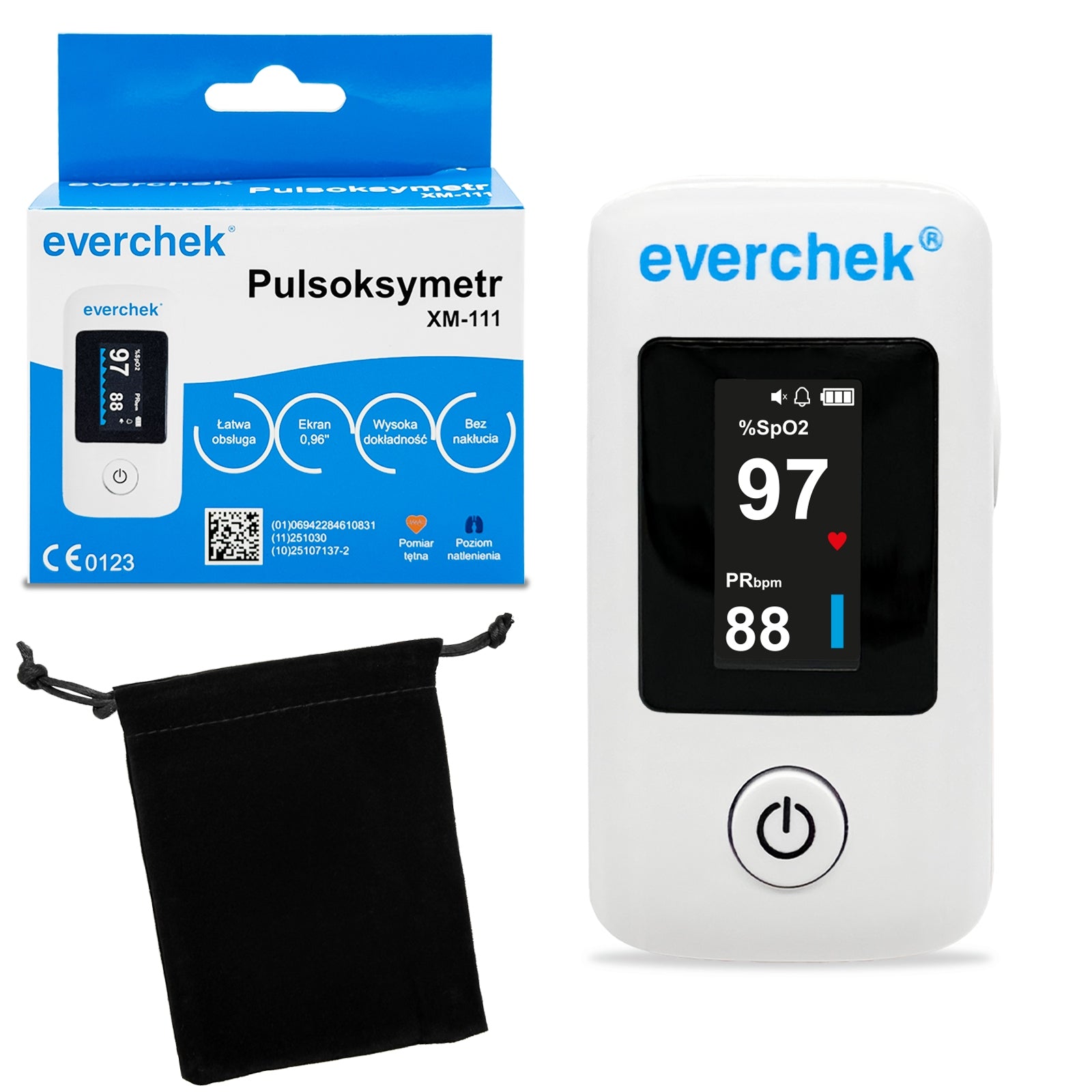 Medical pulse oximeter for pulse and saturation measurement compact Everchek