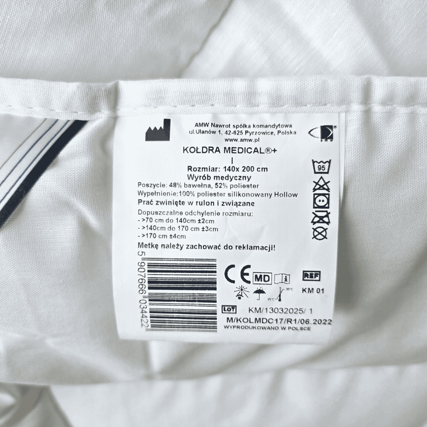 Medical+ quilt 200x220 cm – medical anti-allergic AMW washing 95°C Manufacturer of a medical device amw