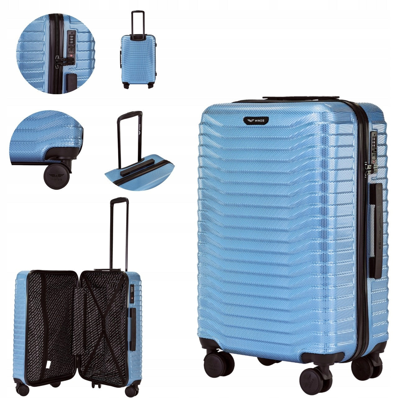 Medium suitcase WINGS premium TSA 100% polycarbon for holidays and business trips