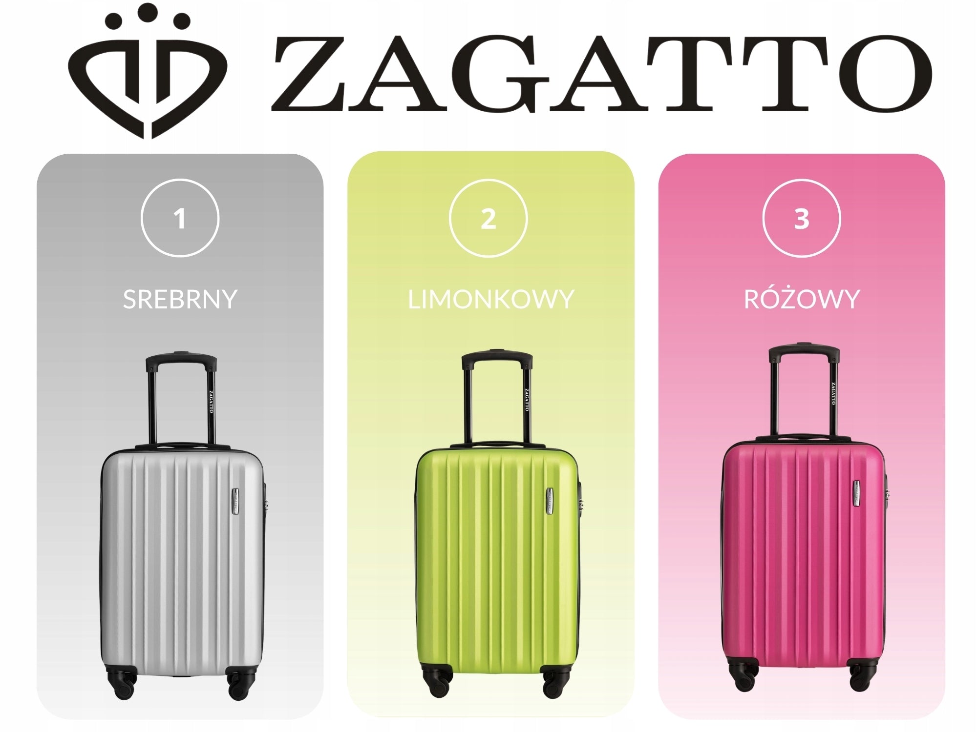 Medium travel suitcase with wheels RYANAIR WIZZAIR hard 3 COLORS ZAGATTO Model ZG509 B ALU SILVER