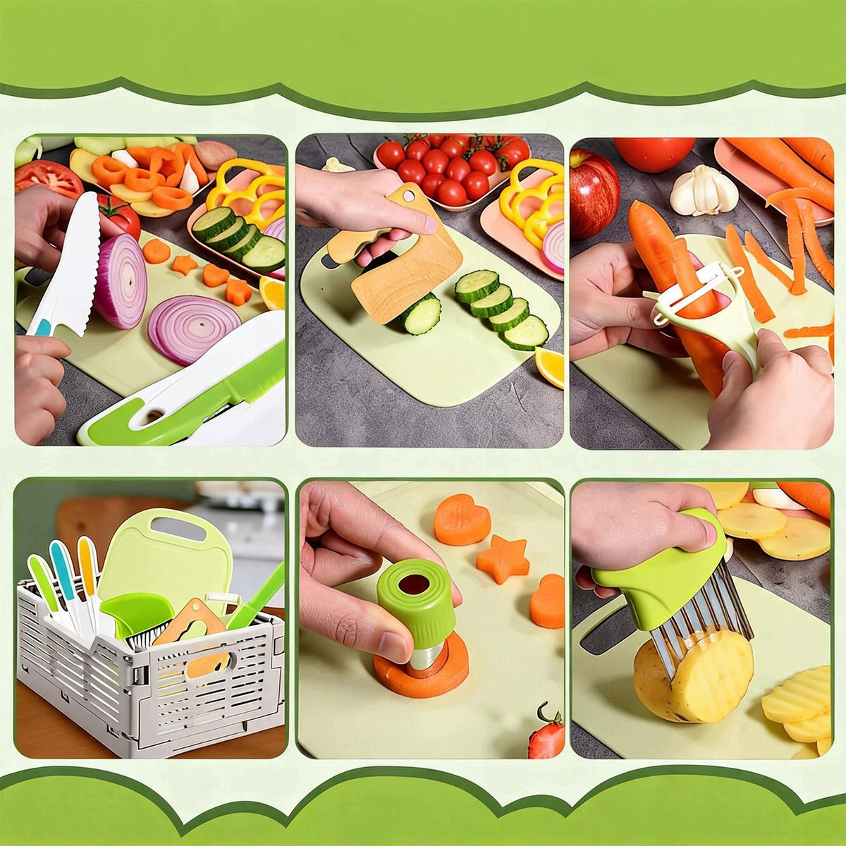 Mega Set of Safe Knives and Kitchen Accessories for Children 13.el Packaging status original
