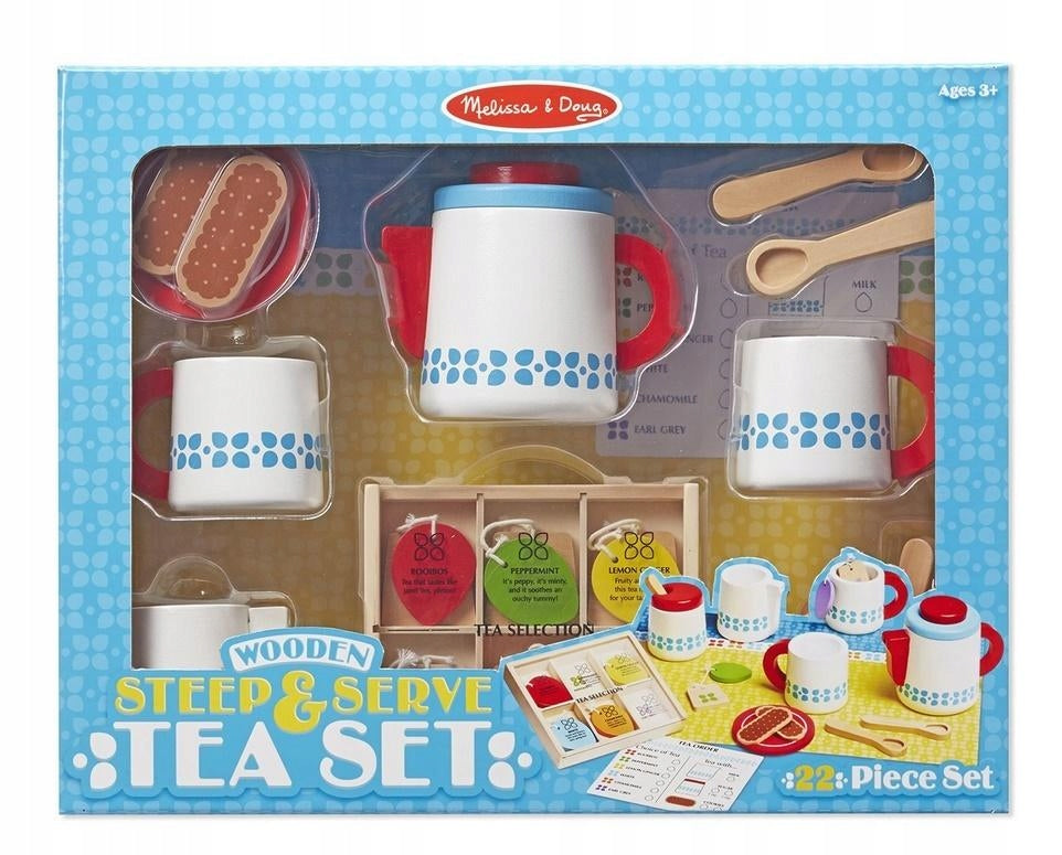 Melissa&Doug Wooden Tea Set Kettle Cups Tea