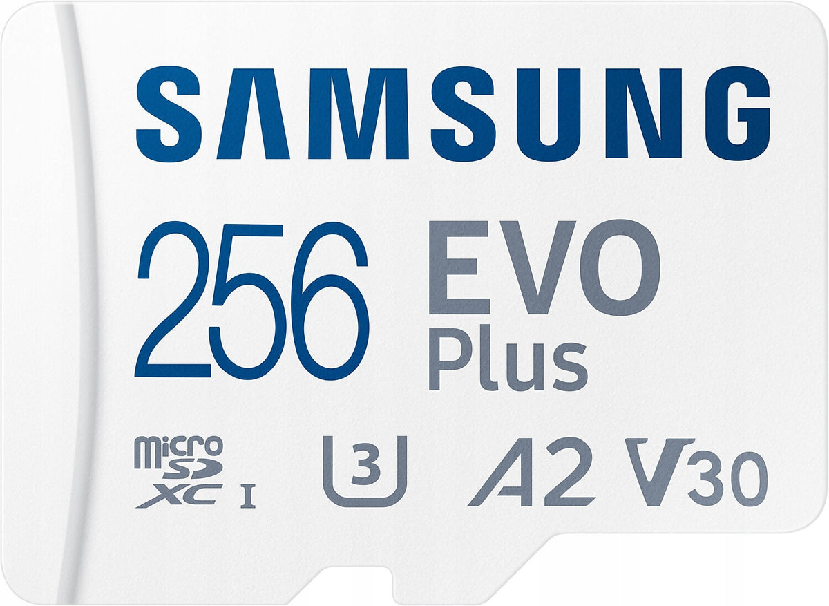 Memory Card SAMSUNG Evo Plus MicroSDXC 256GB + Adapter Speed classes V30 U3 A2