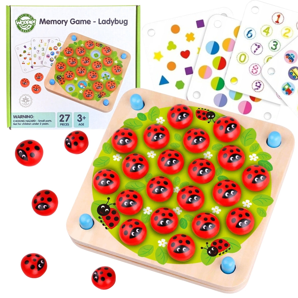 Memory Wooden Memory Game Educational Ladybug Puzzle WOOPIE GREEN