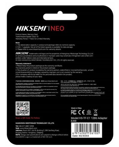 Memory card mSD 128GB HS-TF-C1 HIKVISION HikSemi for CCTV Packaging status original