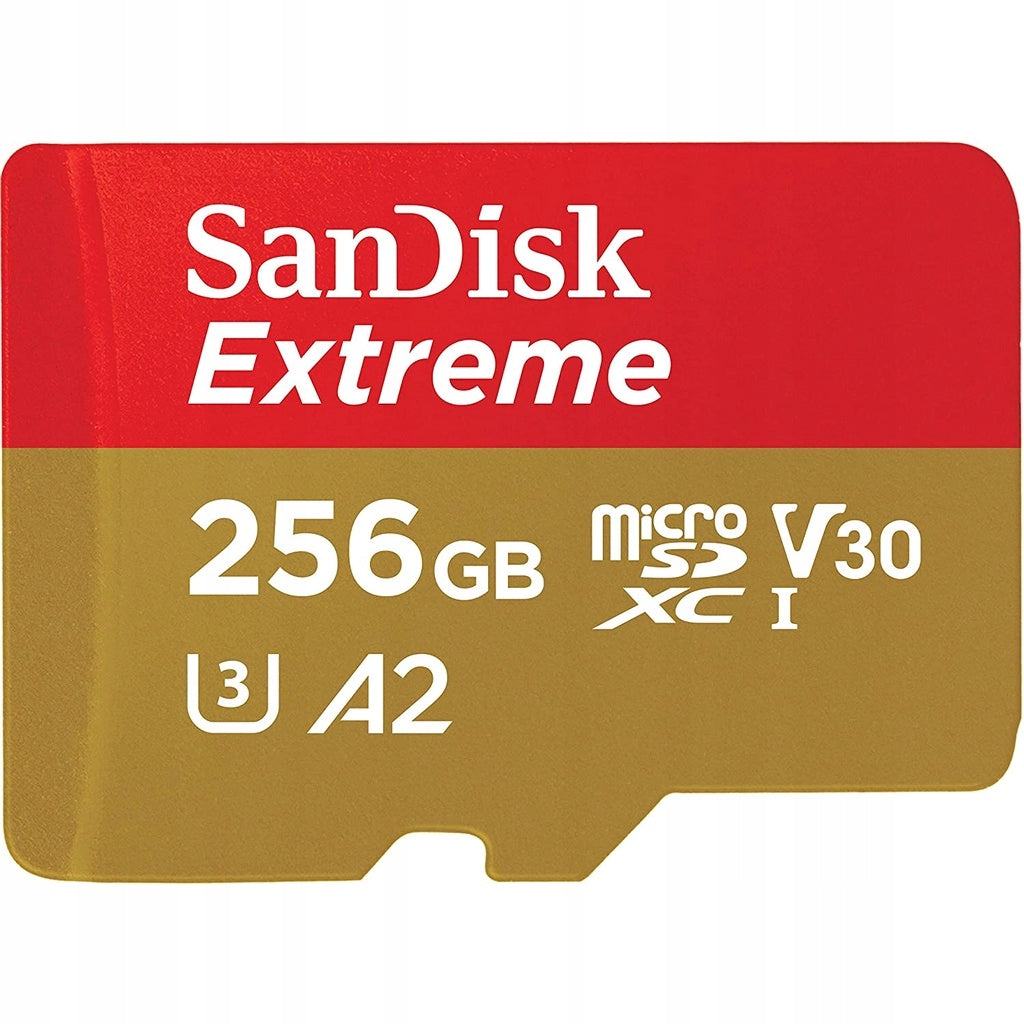 Memory card with adapter SanDisk microSDXC 256GB Extreme 190/130MB/s Manufacturer code SDSQXAV-256G-GN6MA