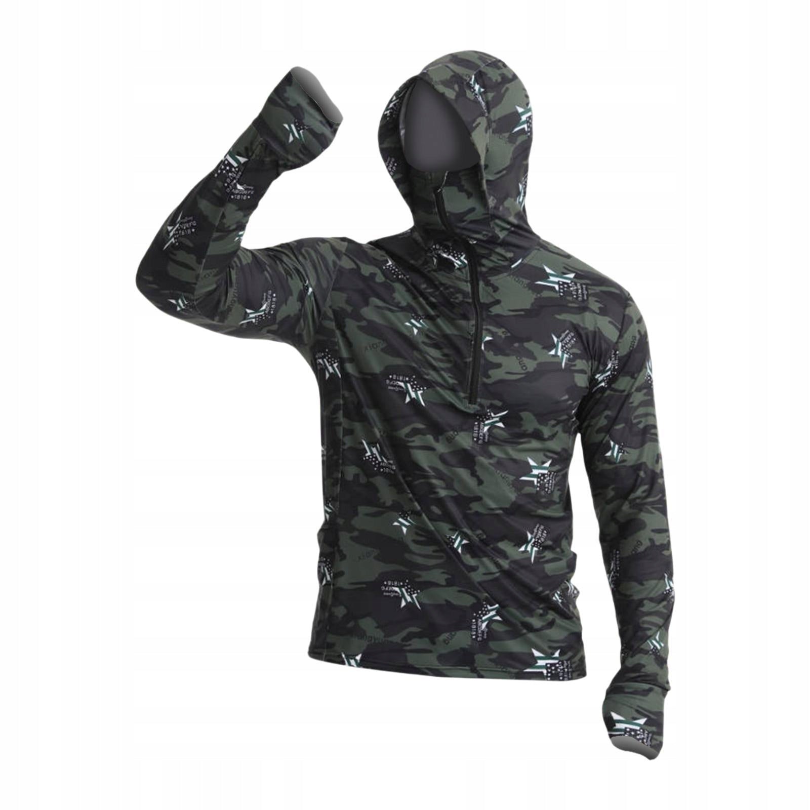 Men Sun Protection Hoodie Shirt Comfortable Sunproof with Face Cover 4XL
