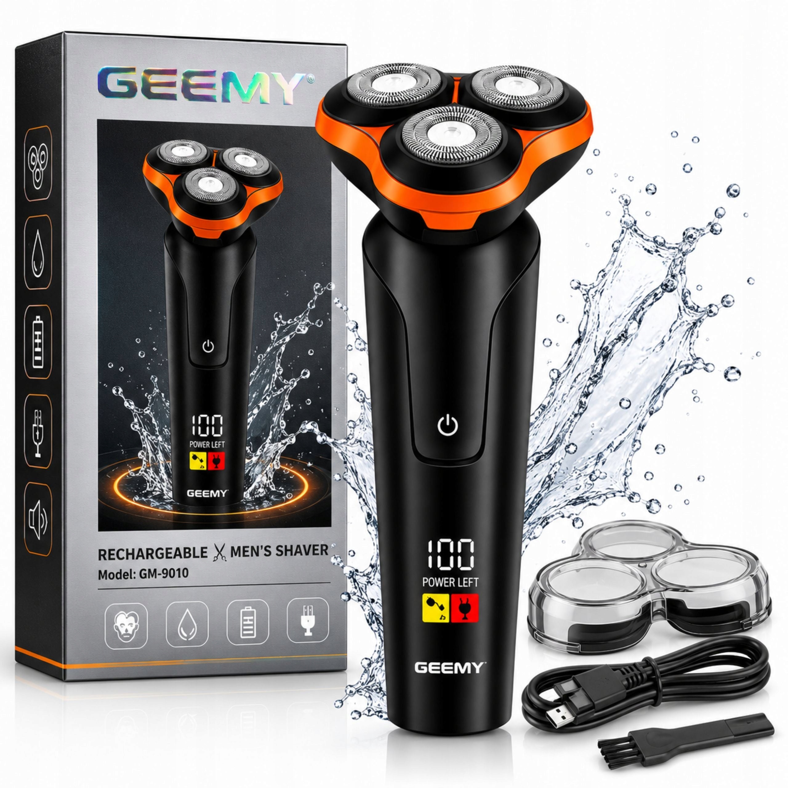 Men's Electric Shaver for Beard Geemy GM-9010 LED 120 min work