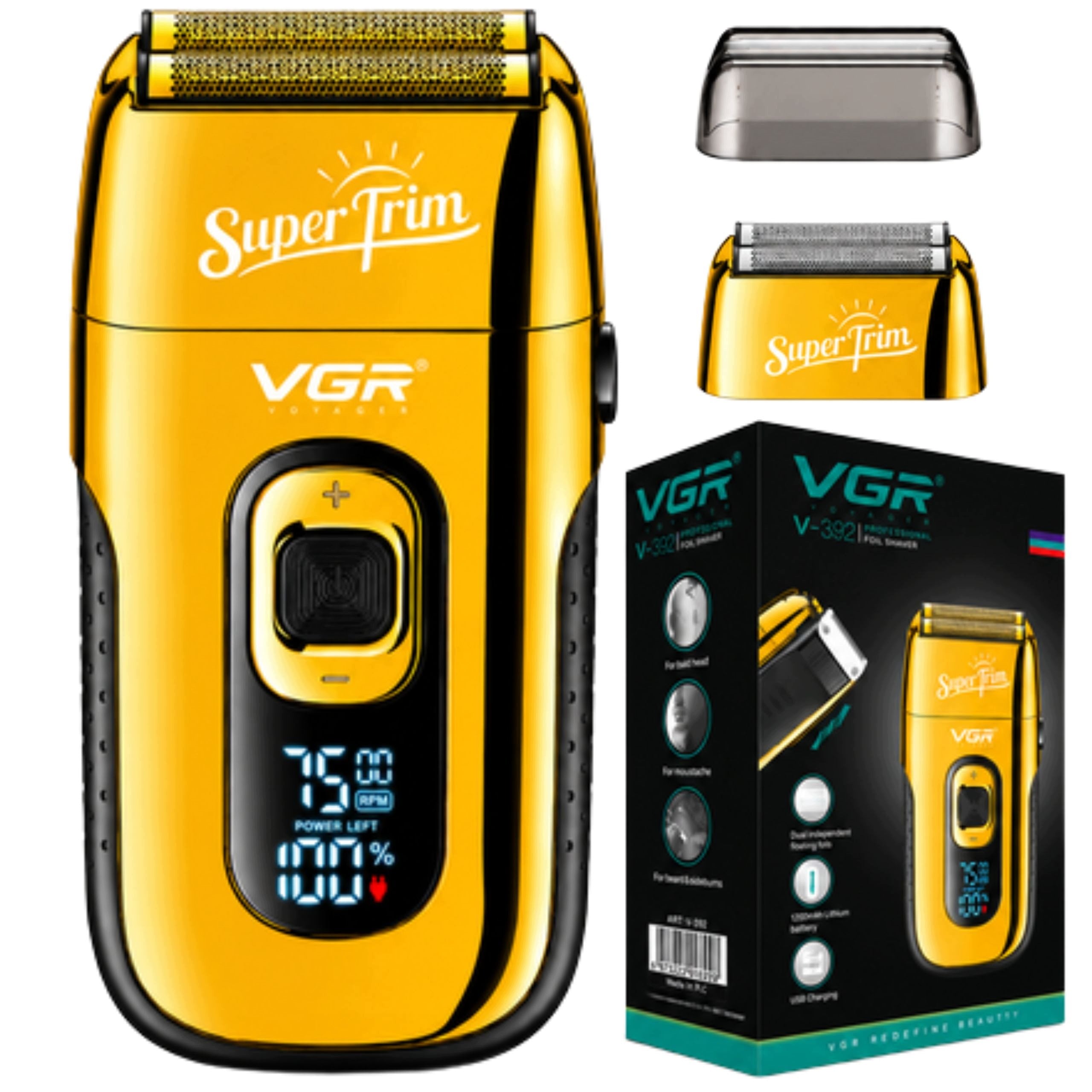 Men's Shaver VGR Foil 150min USB LED Beard Head Trimmer