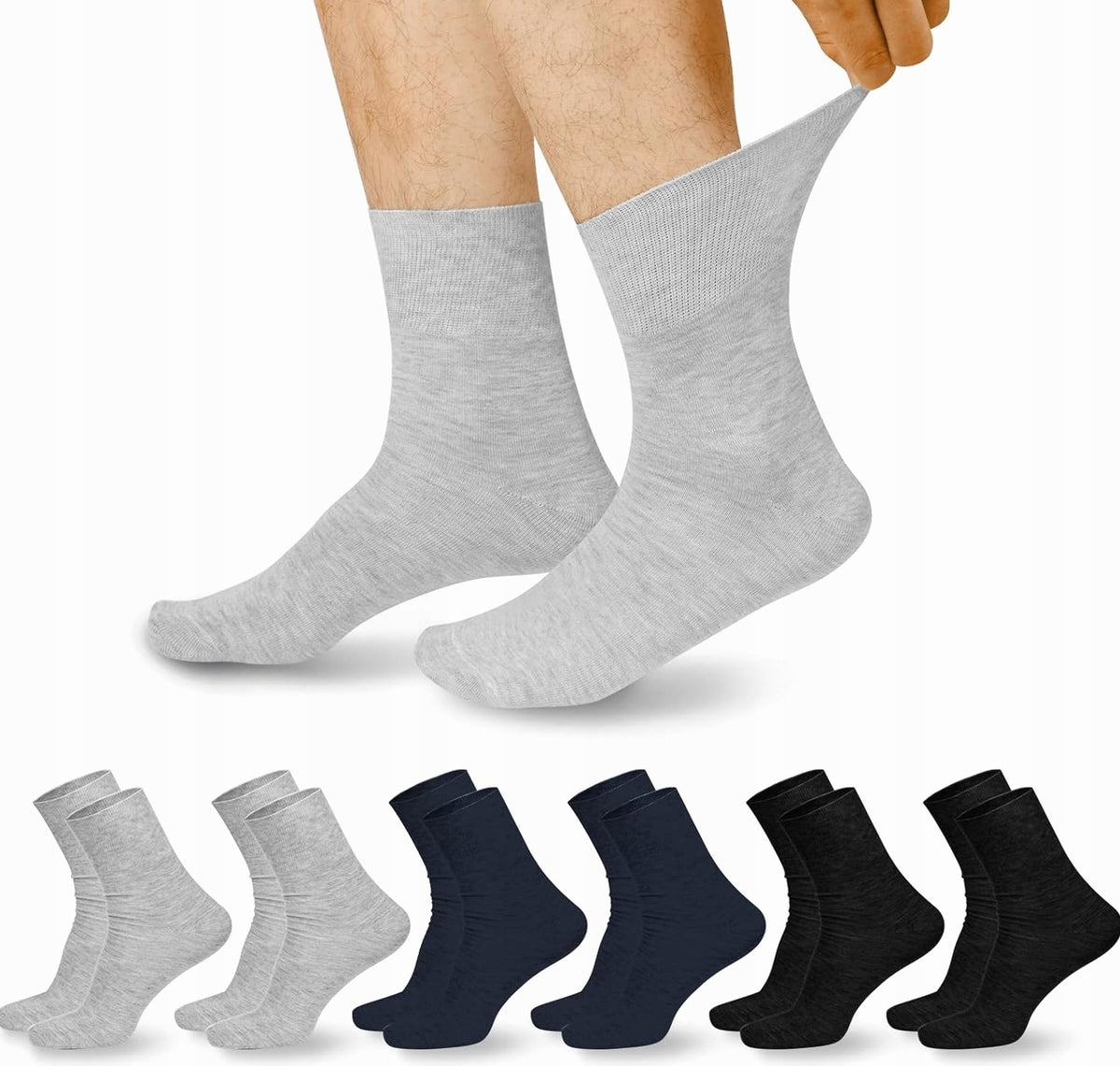 Men's Socks 6pcs Cotton Soft Wide Seamless Loose