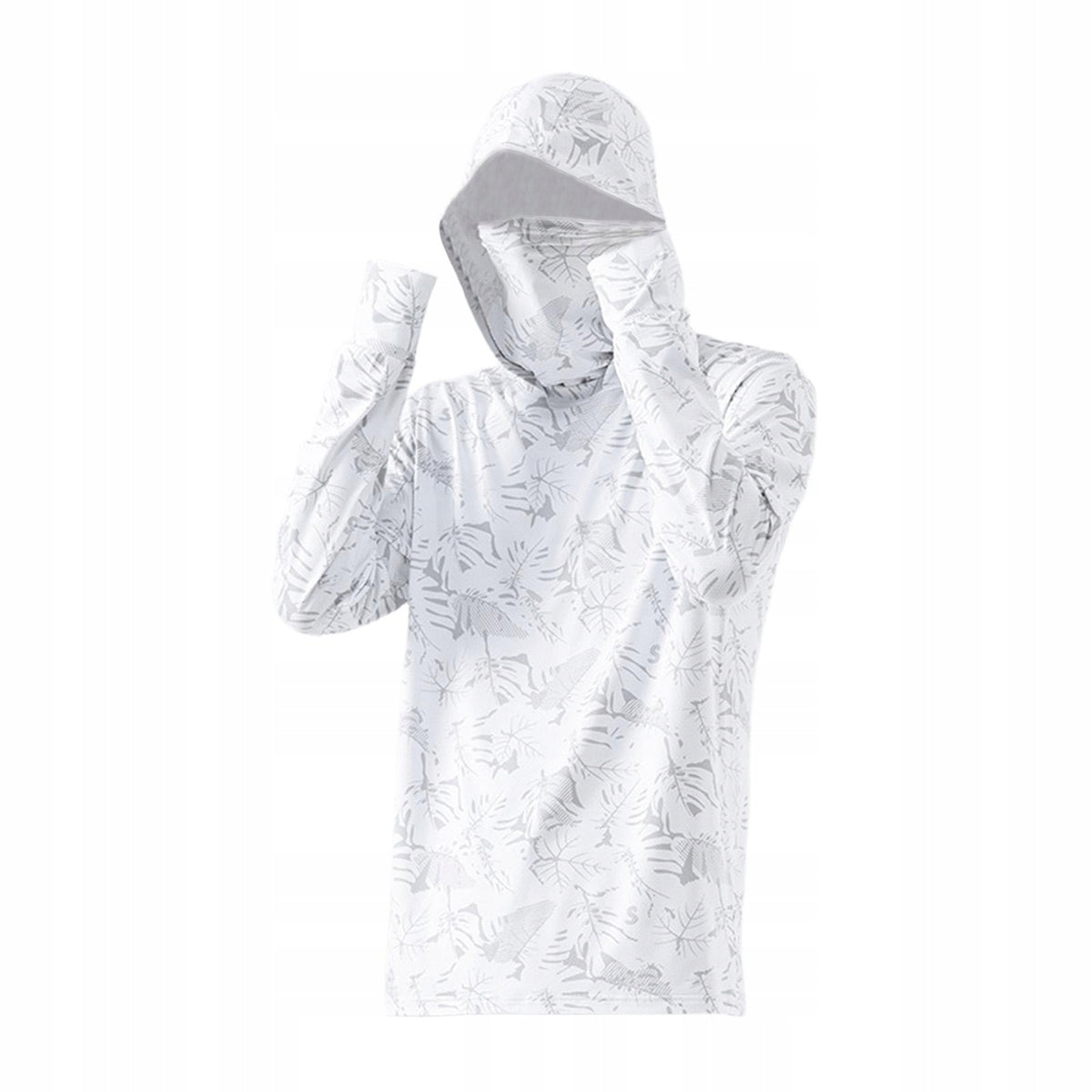 Men s Sun Protection Hoodie Shirt Cooling Shirt with Mask with M White Color white