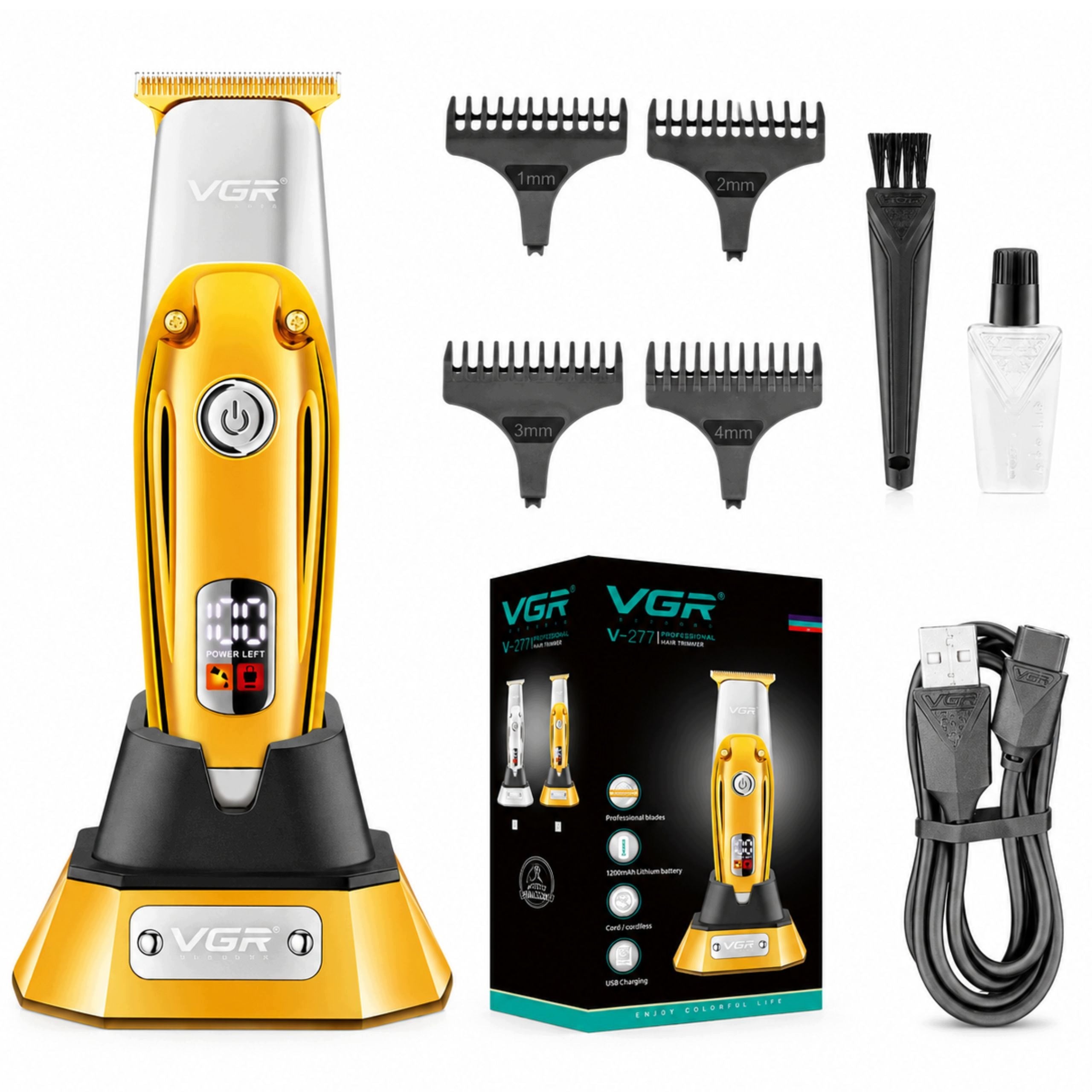 Men's Trimmer Beard Contour T-Blade LED USB Wireless Kit