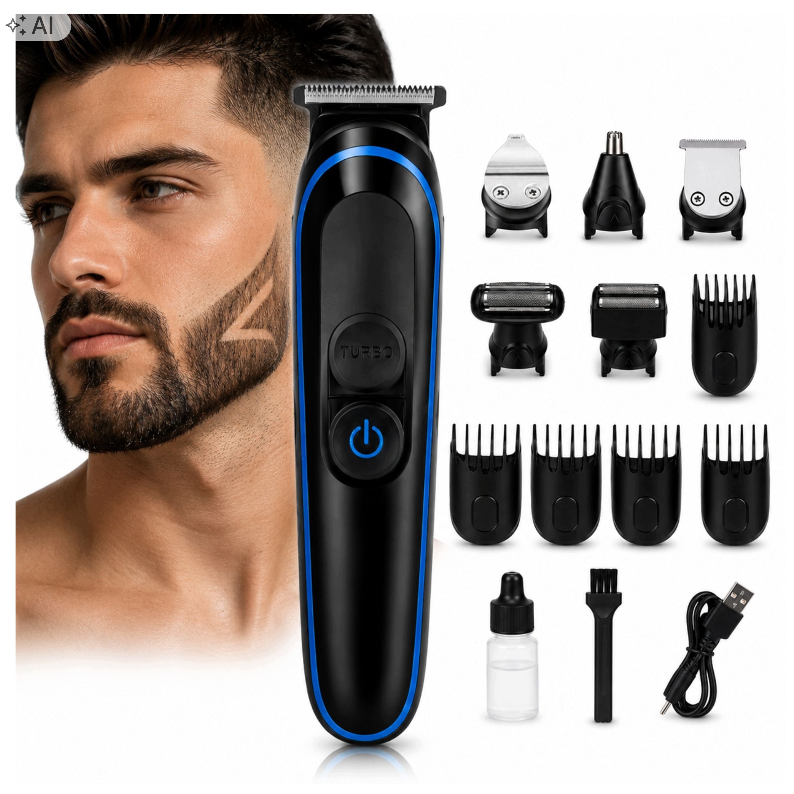 Men's Trimmer Multifunctional Beard Nose Ear Hair Body Beard 5in1