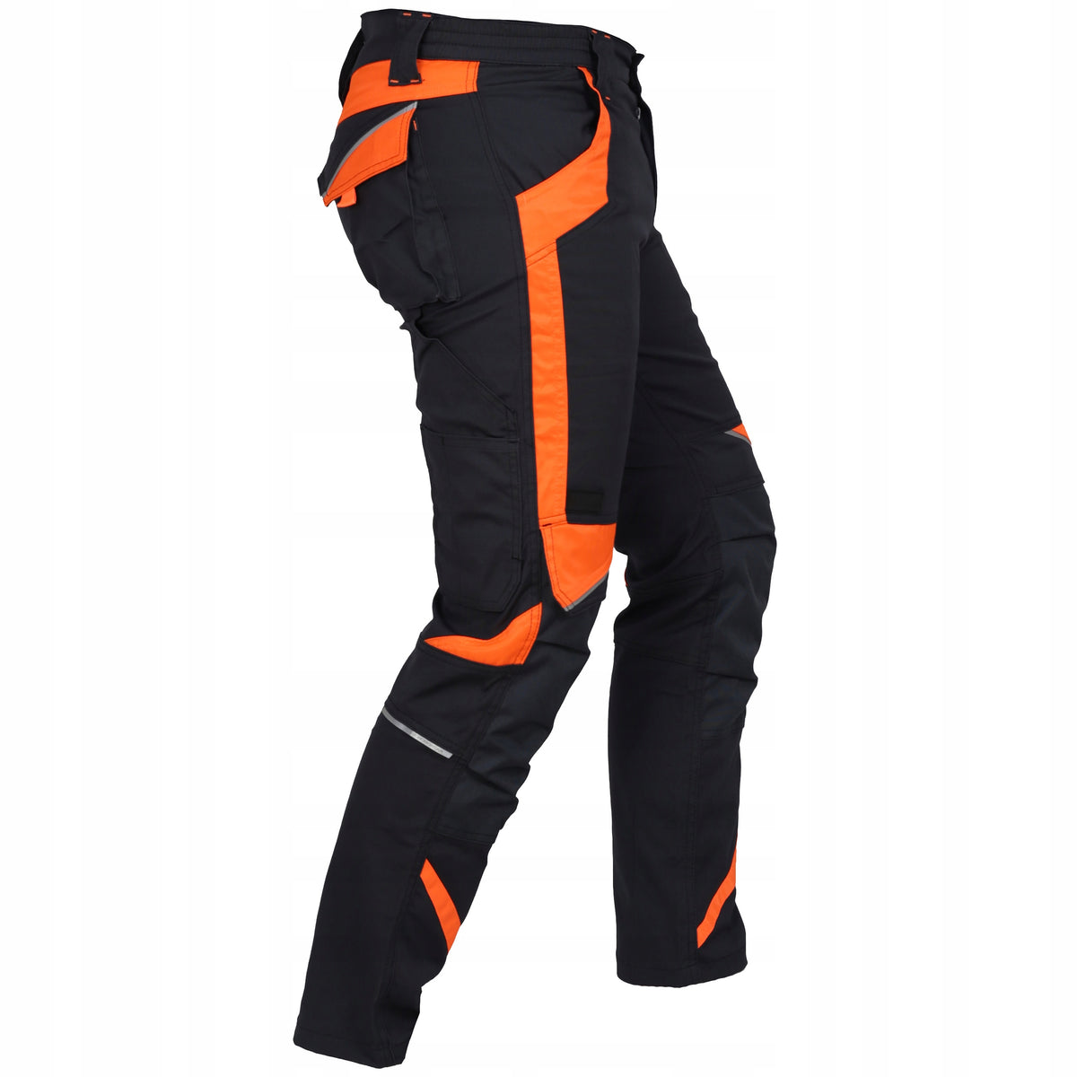 Men's Work Pants STRETCH ELASTIC REFLECTIVE FOR BELT Protective Strong Manufacturer code Spodnie WorkBhp_FLASH_FLEX_ORANGE