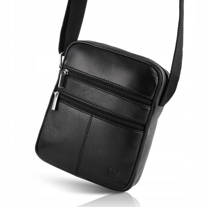 Men's leather shoulder bag Paolo Peruzzi black, solid Brand Paolo Peruzzi
