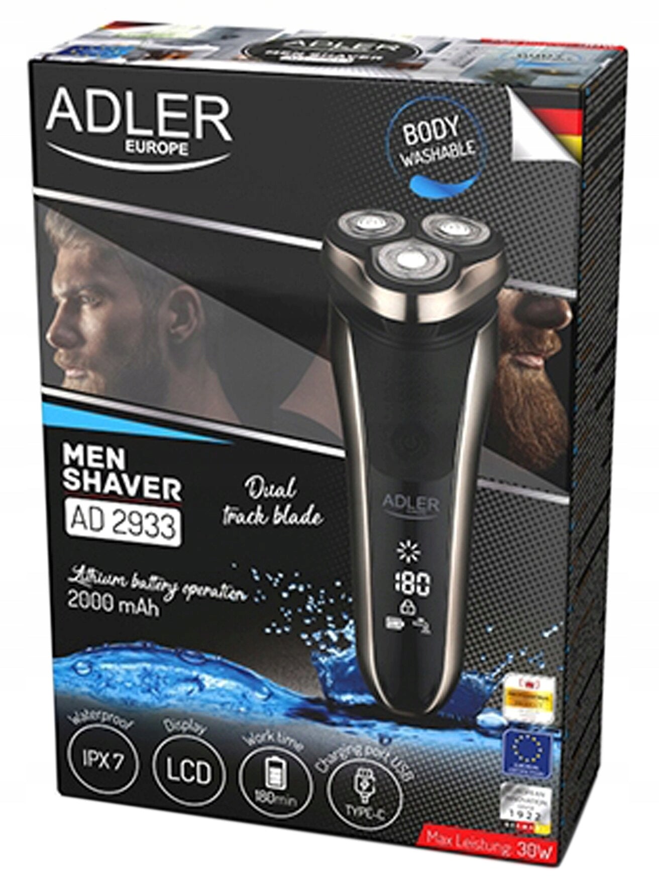 Men's shaver ADLER AD 2933 Black Trimmer Dominant color black