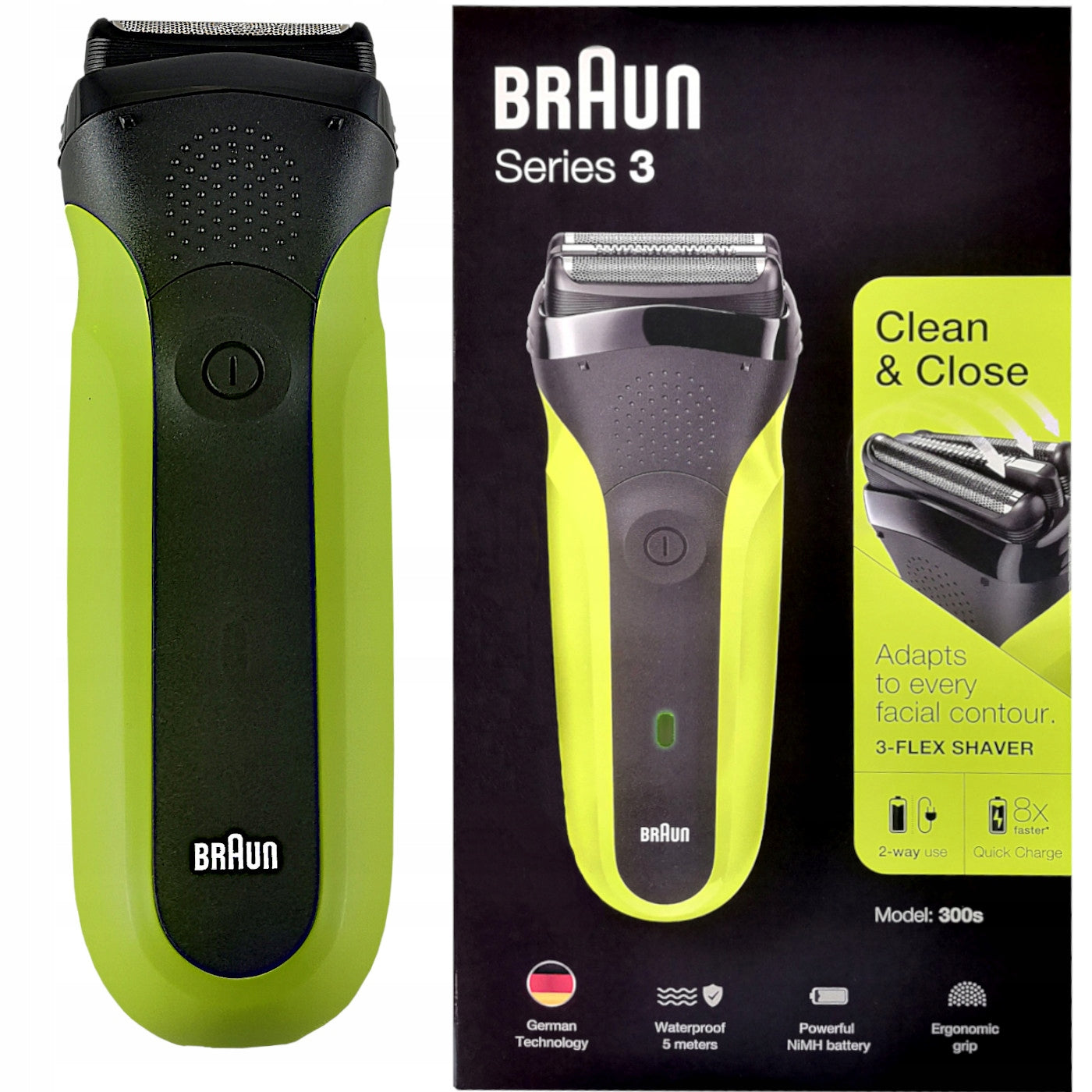 Men's shaver BRAUN 300s Black and green