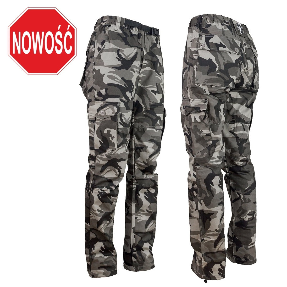 Men's trousers fishing cotton 100% CAMO outdoor grey r. 56