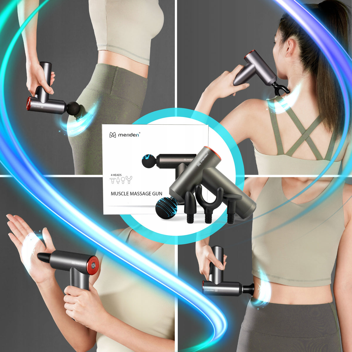 Meriden PG-M190 Muscle Massager Massage Gun 4 Tips Effective Packaging status original