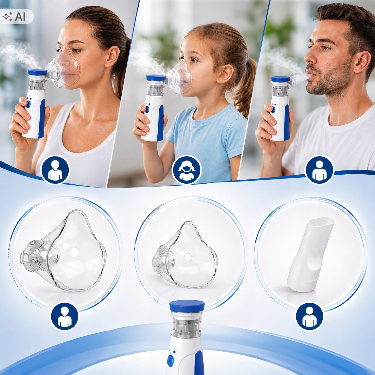 Mesh Nebulizer Inhaler Portable Quiet For Children and Adults Medical device no