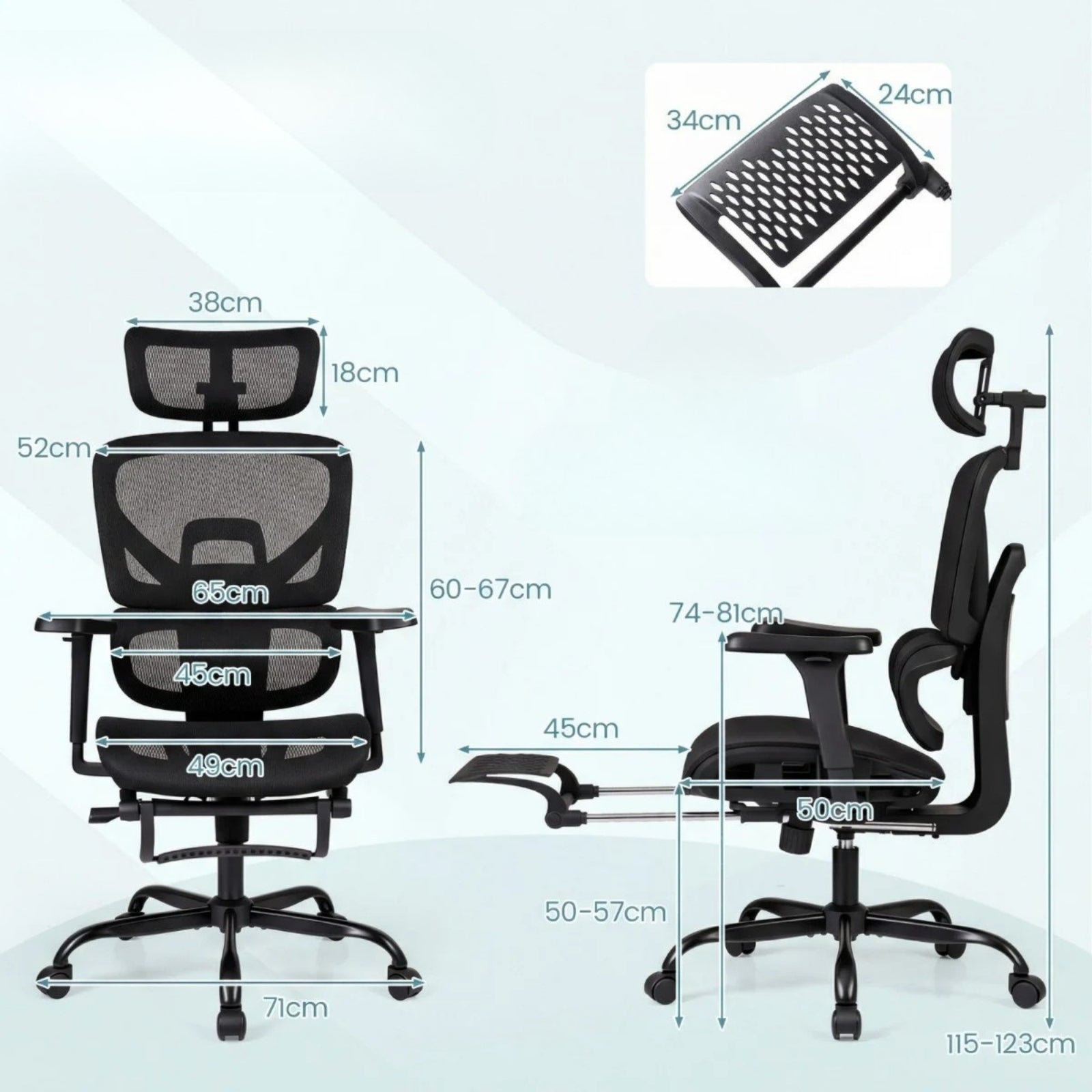 Mesh Swivel Office Chair with Footrest Ergonomic Chair Medical device no