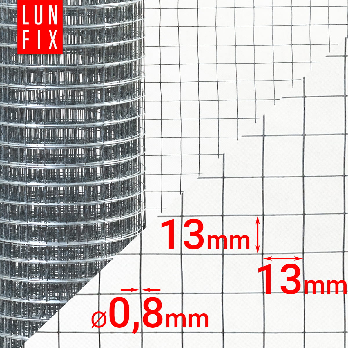 Mesh against rodents 25m for moles marten metal voles 13x13 h50 fi0,8 Packaging status original