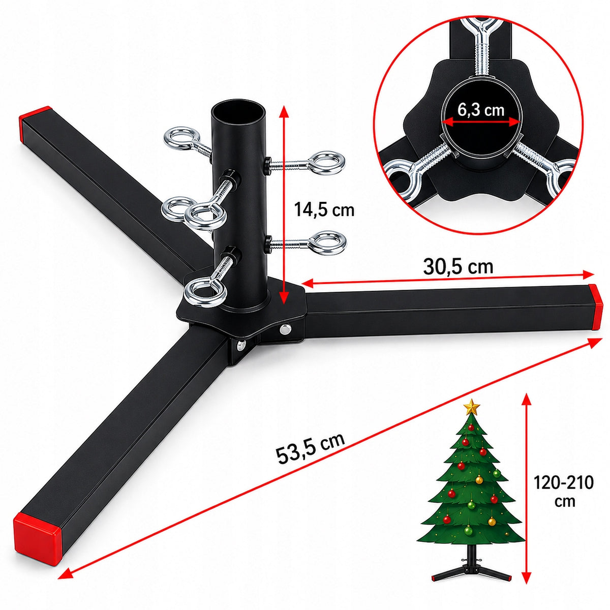 Metal Artificial Christmas Tree Stand 140-210 cm Folding Black Packaging status original