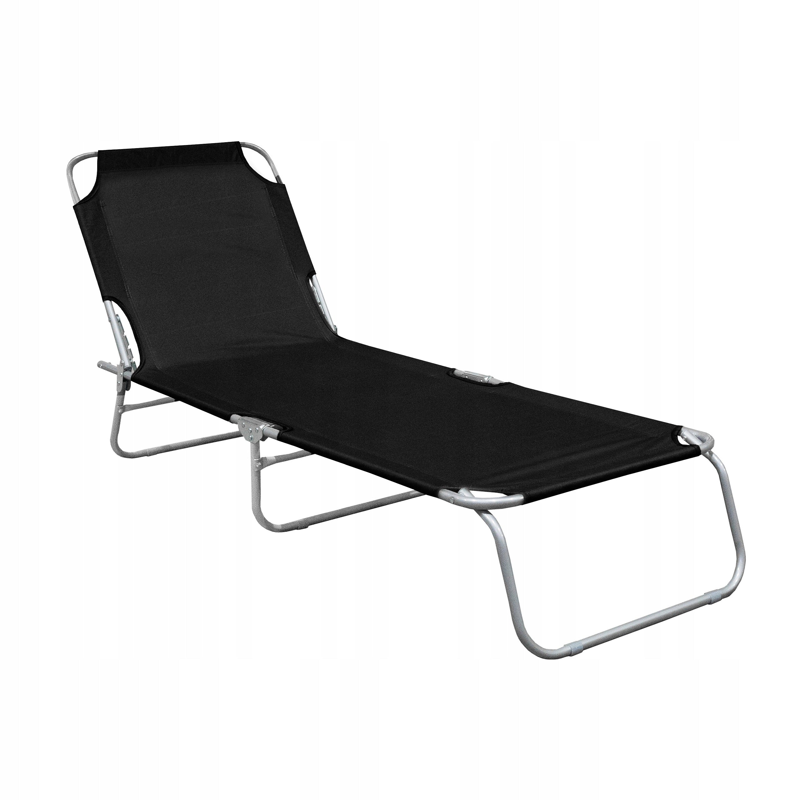 Metal Beach Lounger Garden Hiking Black Folding Adjustable 150kg Manufacturer code GM4001S