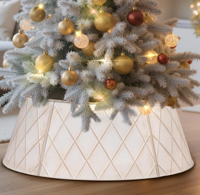 Metal Christmas tree collar Lanpn 60 cm white