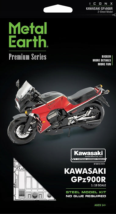 Metal Earth, Kawasaki GPz900R model kit for folding.