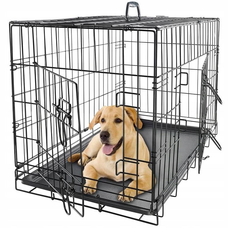 Metal Kennel Cage Transporter Folding for Cat Dog 76x54x62 cm L