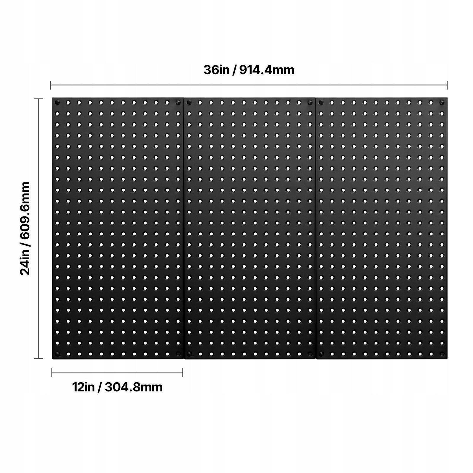 Metal Pegboard Panels 3 panels 24" x 12" Wall Organizer for Garage Tool Brand Vevor