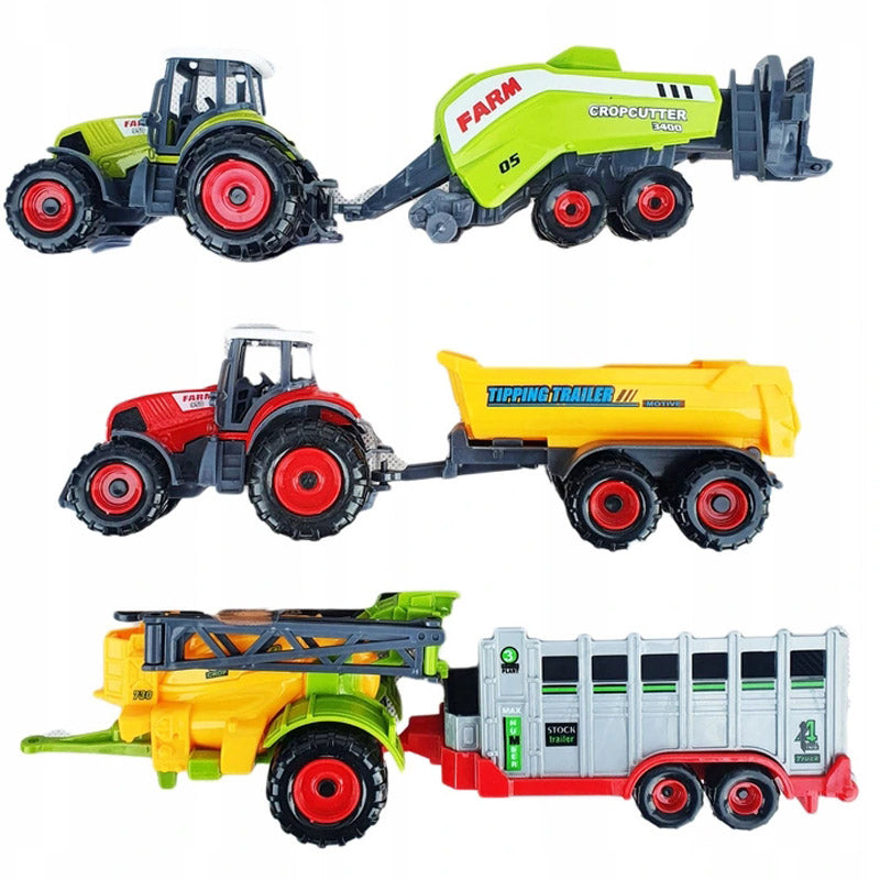 Metal Plastic Agricultural Tractor Set with Machines for Children Information regarding product safety and compliance Not suitable for children under 36 months of age